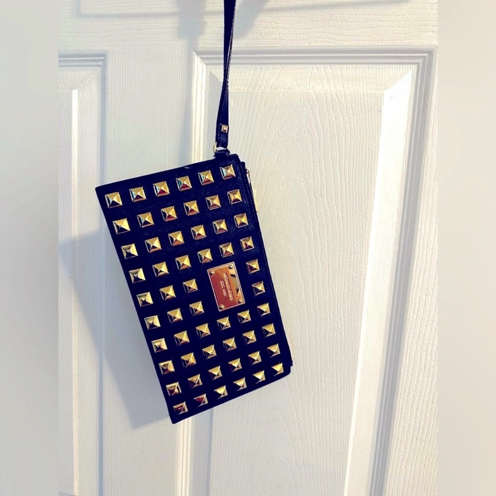 Studded Black Wristlet with Gold Accents Micheal Kors